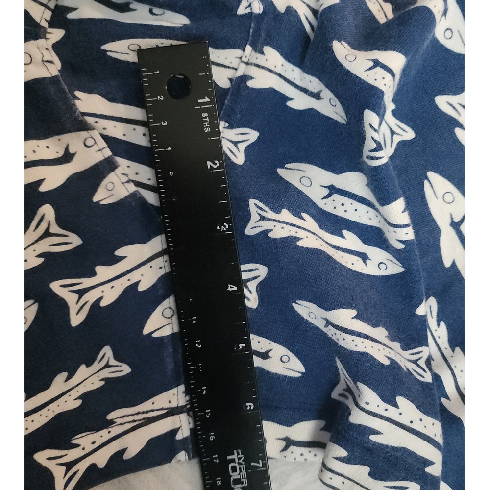 Duluth Trading Co Sleep Shorts Mens XL Blue Fish Print Cotton Knit Lounge Wear - Picture 4 of 8